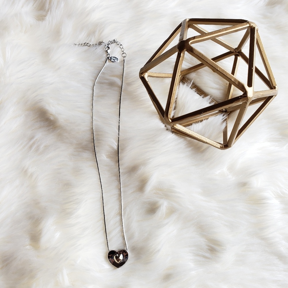 Cookie Lee 2 tone "love" heart necklace